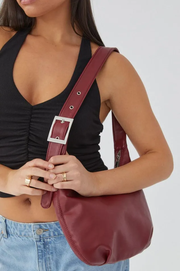 Accessories Supr Accessories Buckle Shoulder Bag Deep Cherrysilver