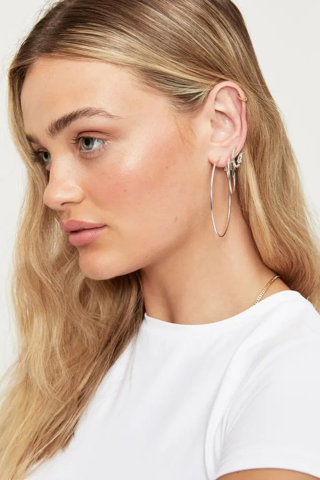 Accessories Supr Accessories Silver Hoop Earring Pack Silver