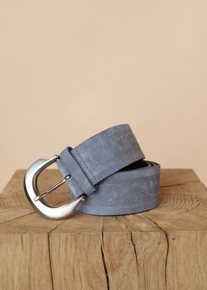 Accessories Women MMEmbossed Suede Waist Belt Cashmere Blue MOS MOSH