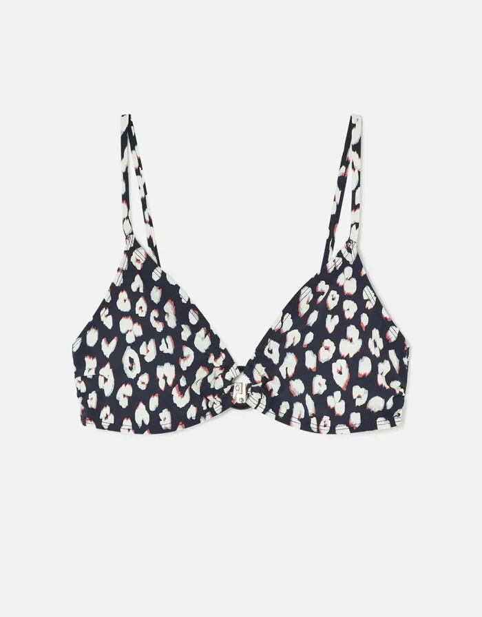 Accessorize Animal Ring Bikini Crop Top Black Black White Women Bikinis
