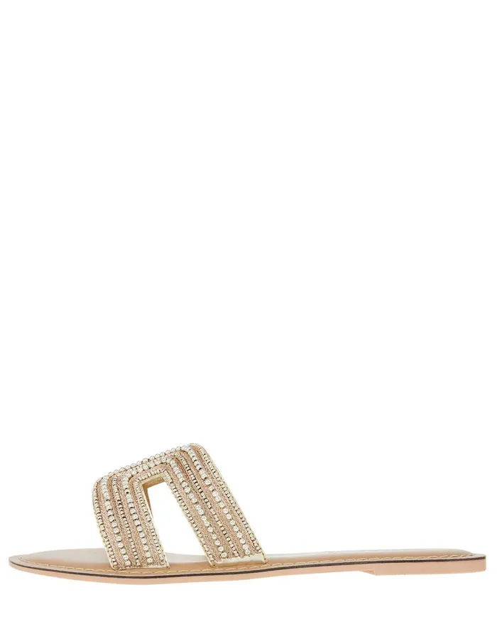 Accessorize Bella Beaded Sliders Gold Gold Women Sandals and Flip Flops