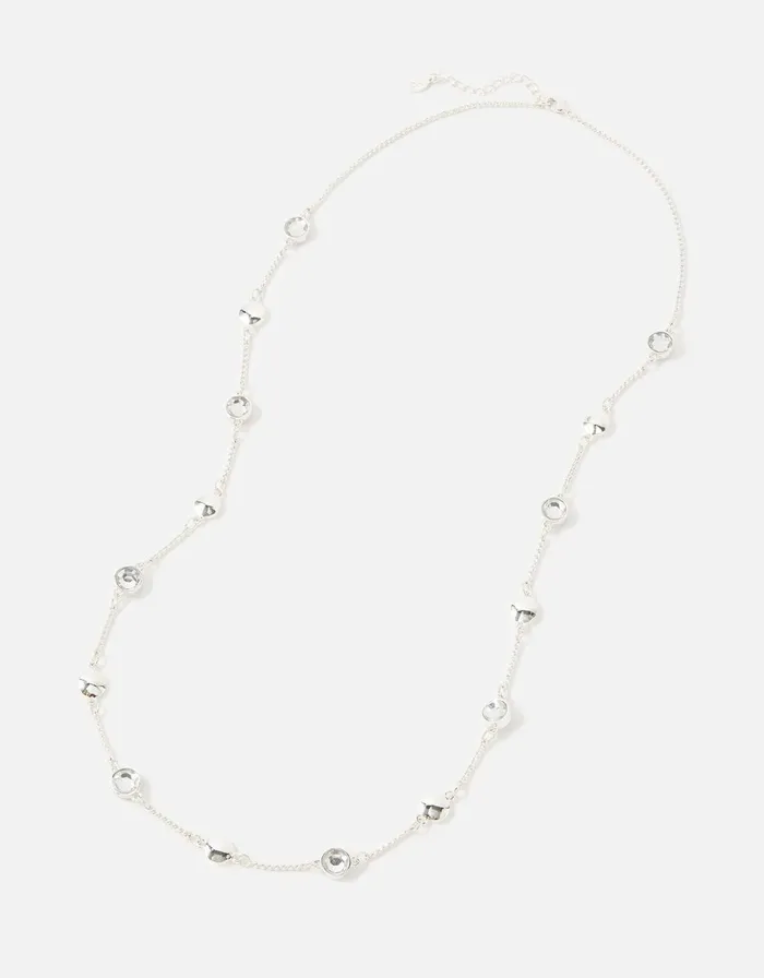 Accessorize Berry Blush Gem Station Necklace Crystal Women Necklaces