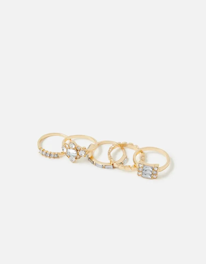 Accessorize Blue Harvest Crystal Stacking Ring Multipack White Crystal Women Rings