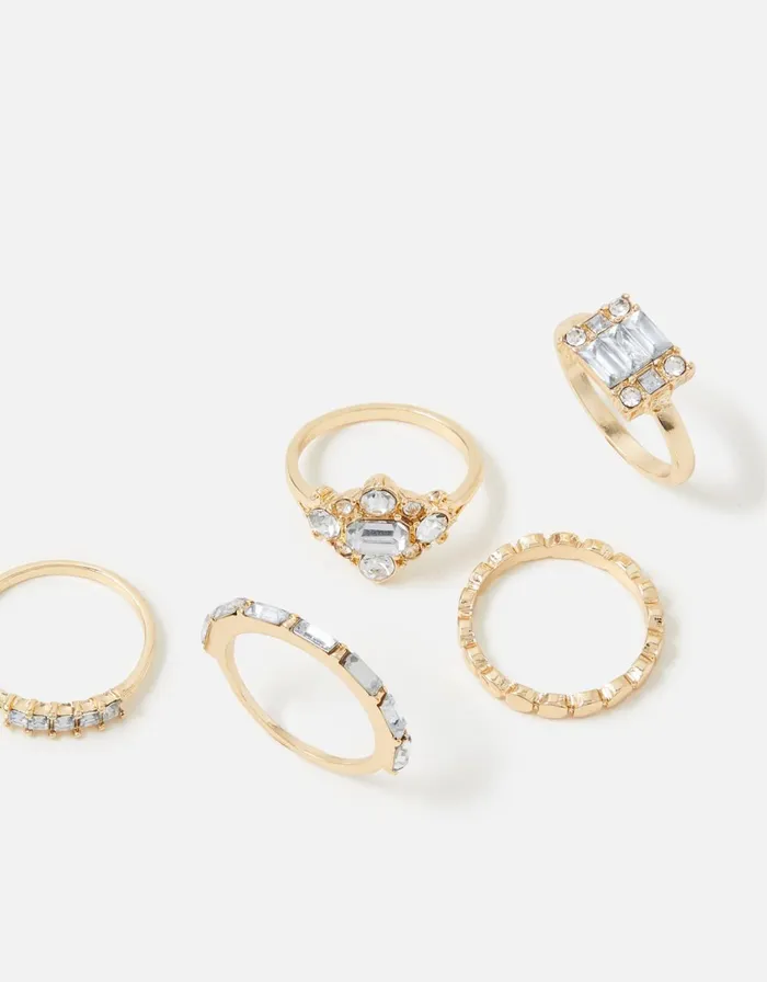 Accessorize Blue Harvest Crystal Stacking Ring Multipack White Crystal Women Rings