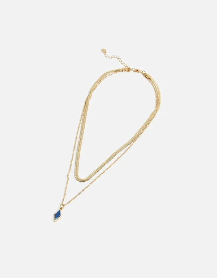 Accessorize Blue Harvest Layered Enamel Pendant Necklace Women Necklaces
