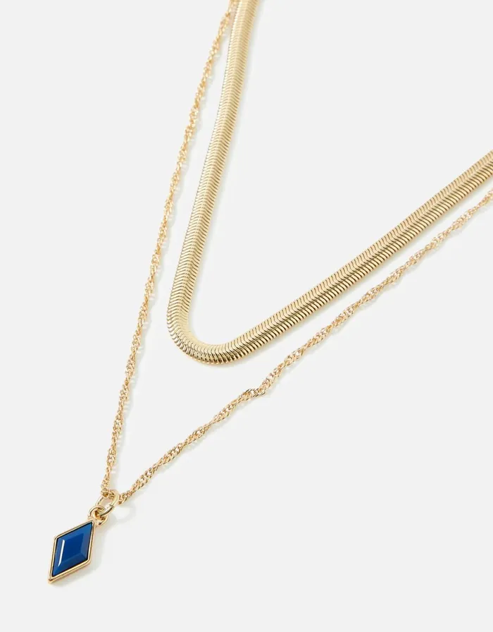 Accessorize Blue Harvest Layered Enamel Pendant Necklace Women Necklaces