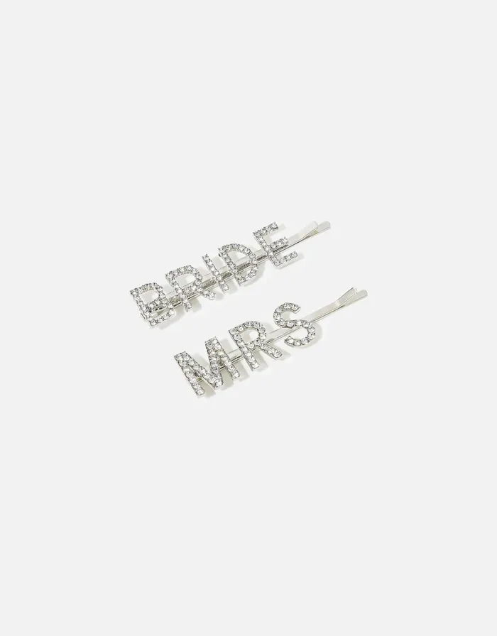 Accessorize Bride And Mrs Diamante Hair Slides Women Hair Accessories