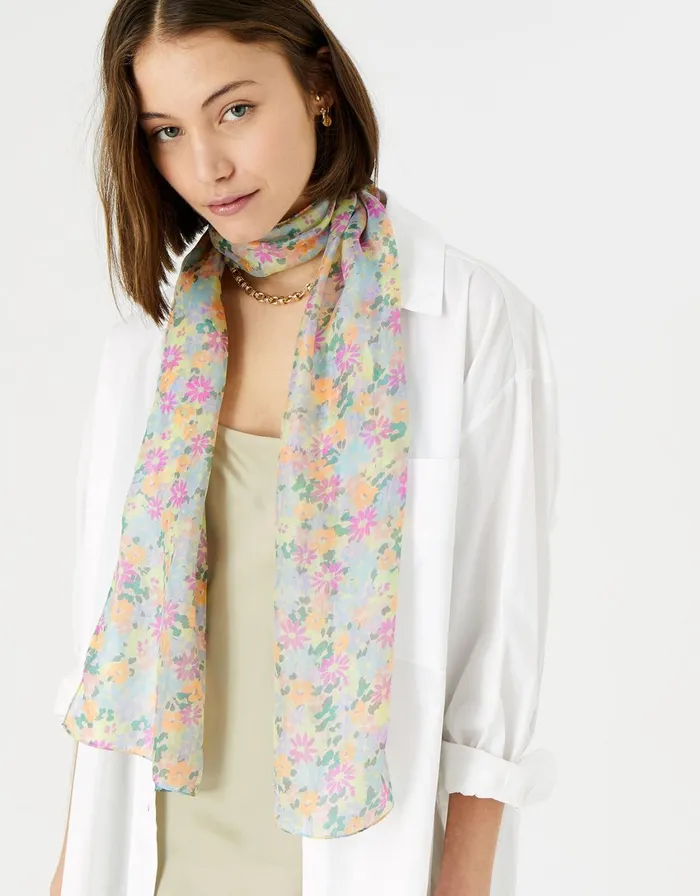 Accessorize Bright Floral Silk Classic Scarf Women Scarves