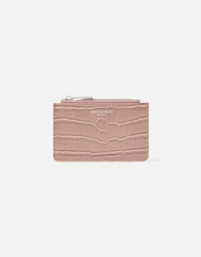 Accessorize Croc Card Holder Pink Pink Women Vegan Bags Backpacks and Purses