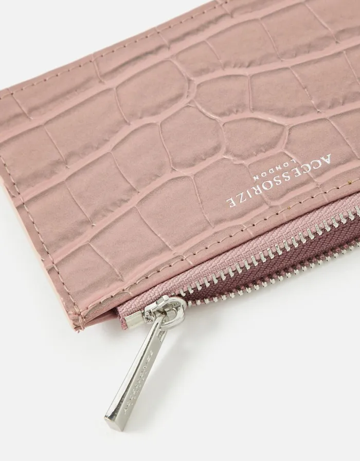 Accessorize Croc Card Holder Pink Pink Women Vegan Bags Backpacks and Purses