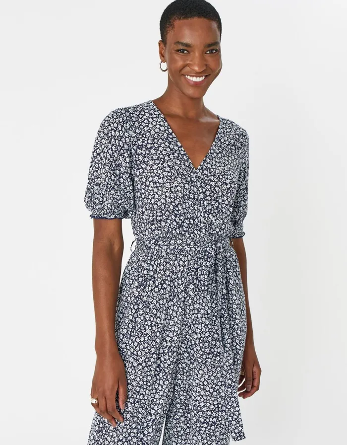 Accessorize Daisy Wrap Jumpsuit In LENZING ECOVERO Blue Navy Women Jumpsuits and Playsuits
