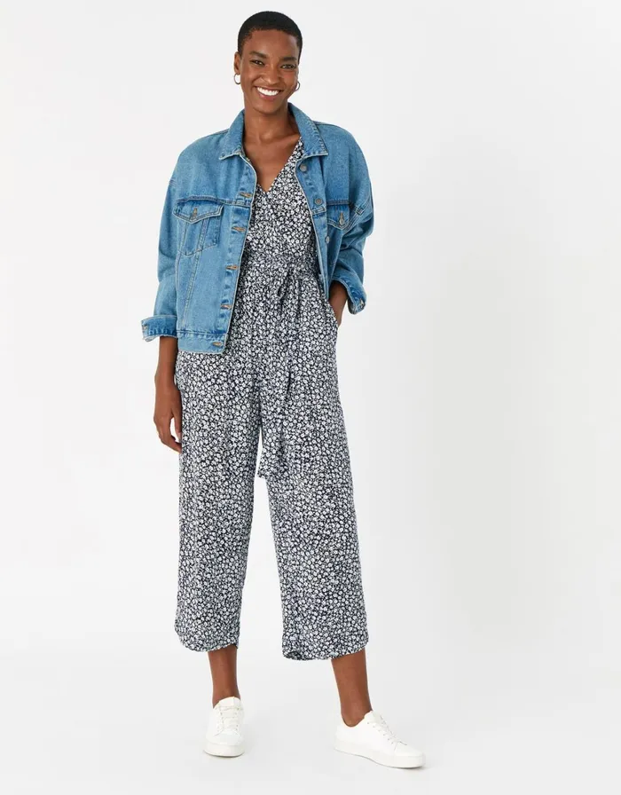 Accessorize Daisy Wrap Jumpsuit In LENZING ECOVERO Blue Navy Women Jumpsuits and Playsuits