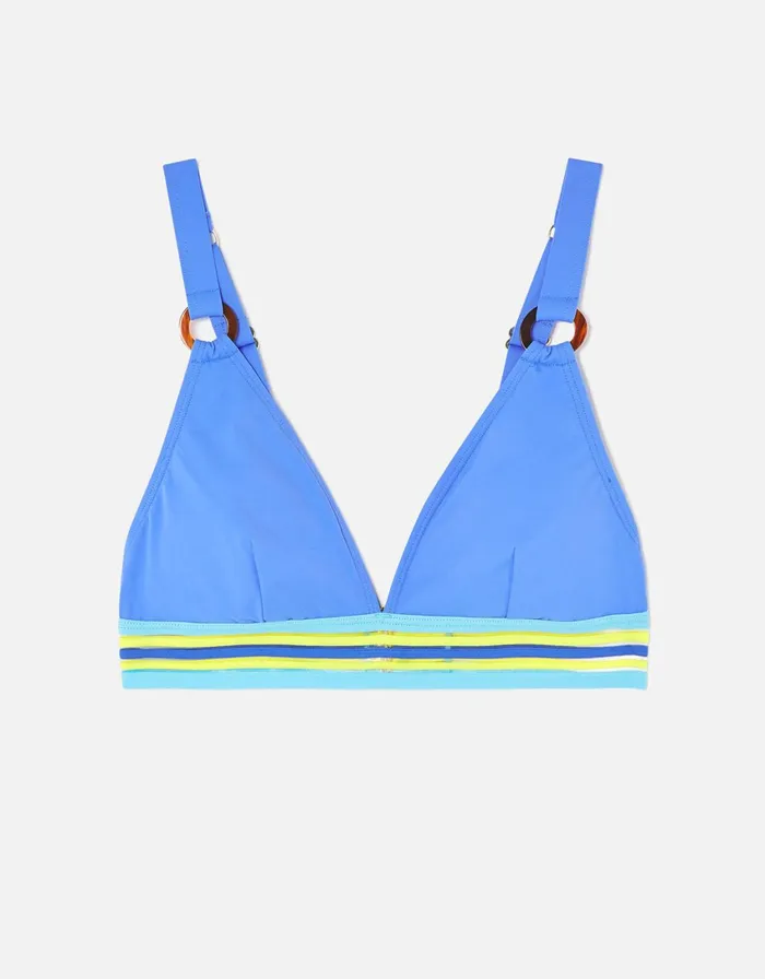 Accessorize Elastic Trim Bikini Top Blue Blue Women Bikinis