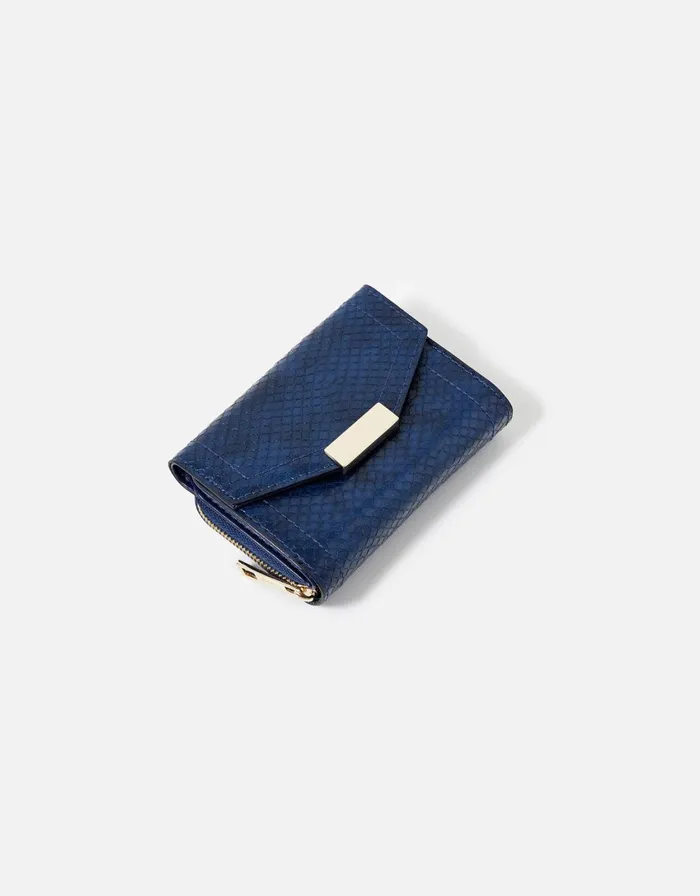 Accessorize Faye Snake Foldover Purse Blue Navy Women Vegan Bags Backpacks and Purses