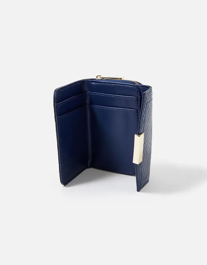 Accessorize Faye Snake Foldover Purse Blue Navy Women Vegan Bags Backpacks and Purses