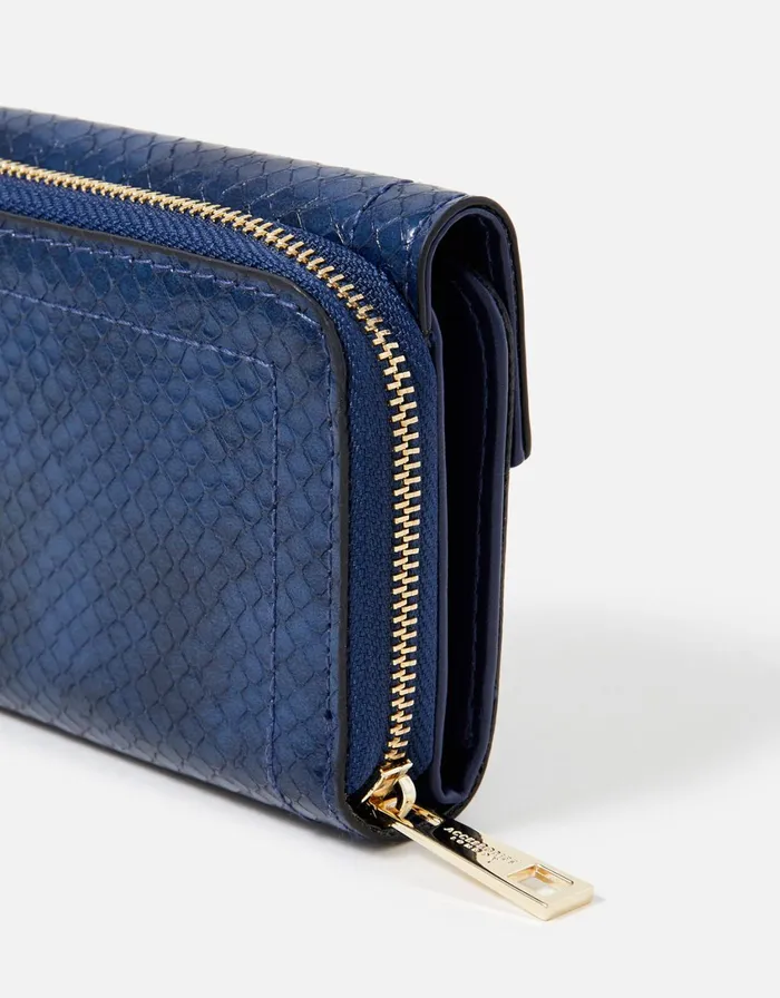 Accessorize Faye Snake Foldover Purse Blue Navy Women Vegan Bags Backpacks and Purses