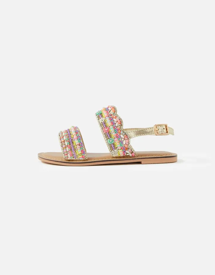 Accessorize Girls Beaded Scalloped Sandals Multi Brightsmulti Girls Shoes