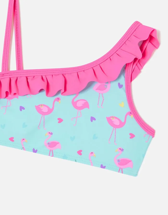 Accessorize Girls Flamingo Print Bikini Set Blue Aqua Girls Swimsuits And Swimming Costumes