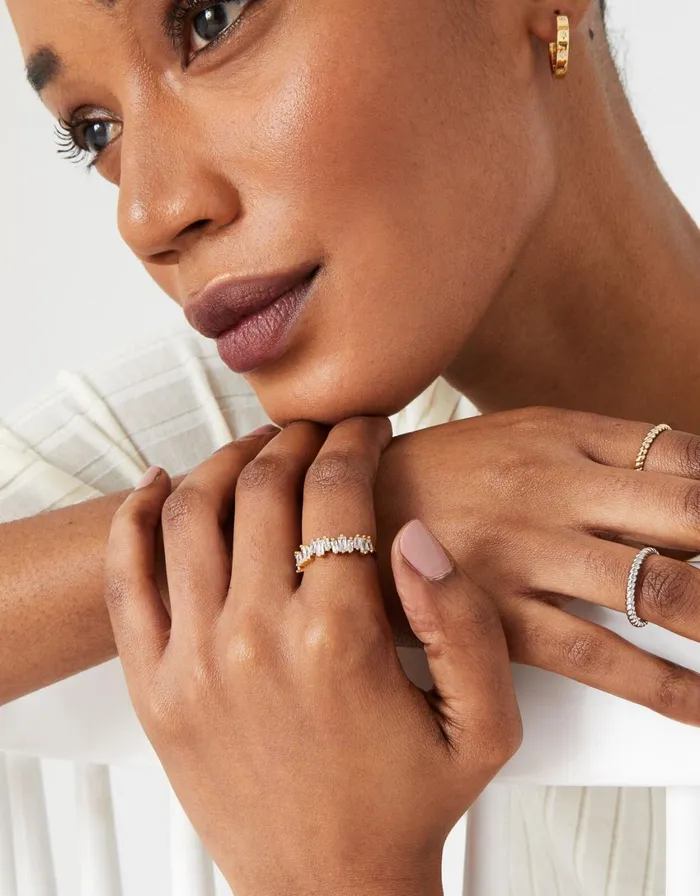 Accessorize GoldPlated Baguette Gem Ring Gold Gold Women Rings