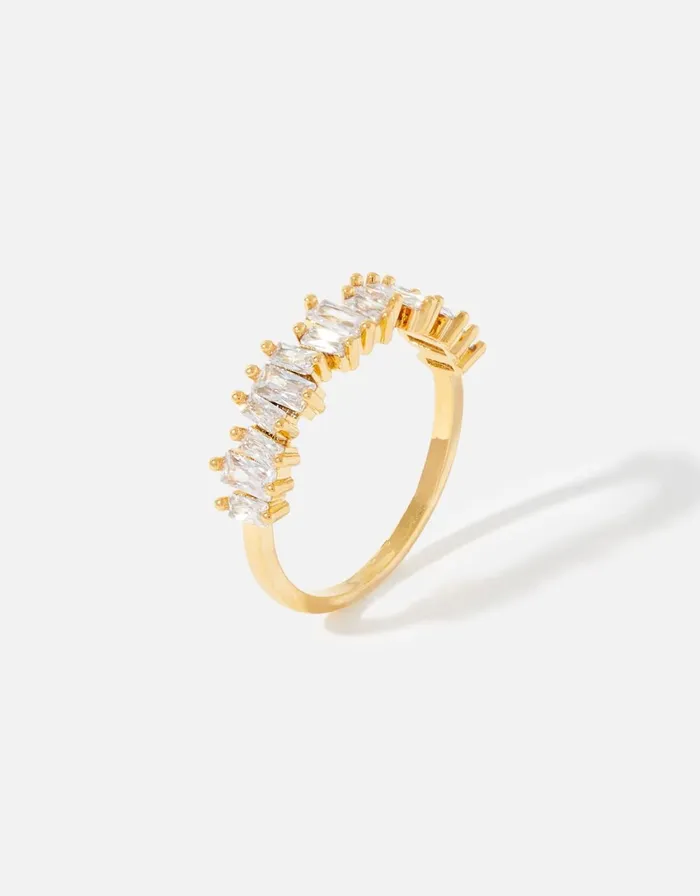 Accessorize GoldPlated Baguette Gem Ring Gold Gold Women Rings