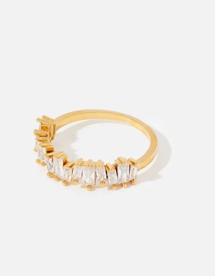 Accessorize GoldPlated Baguette Gem Ring Gold Gold Women Rings
