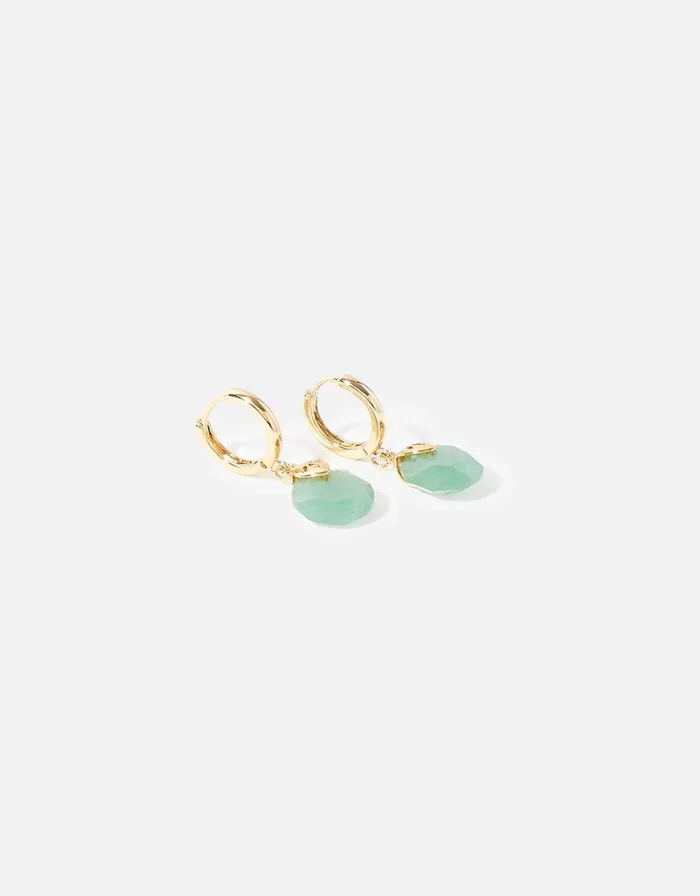 Accessorize GoldPlated Circle Aventurine Healing Stone Earrings Women Earrings