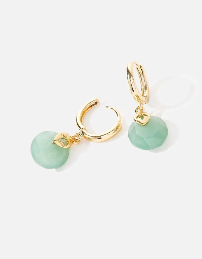 Accessorize GoldPlated Circle Aventurine Healing Stone Earrings Women Earrings