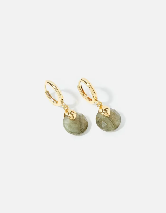 Accessorize GoldPlated Circle Labradorite Healing Stone Earrings Women Earrings