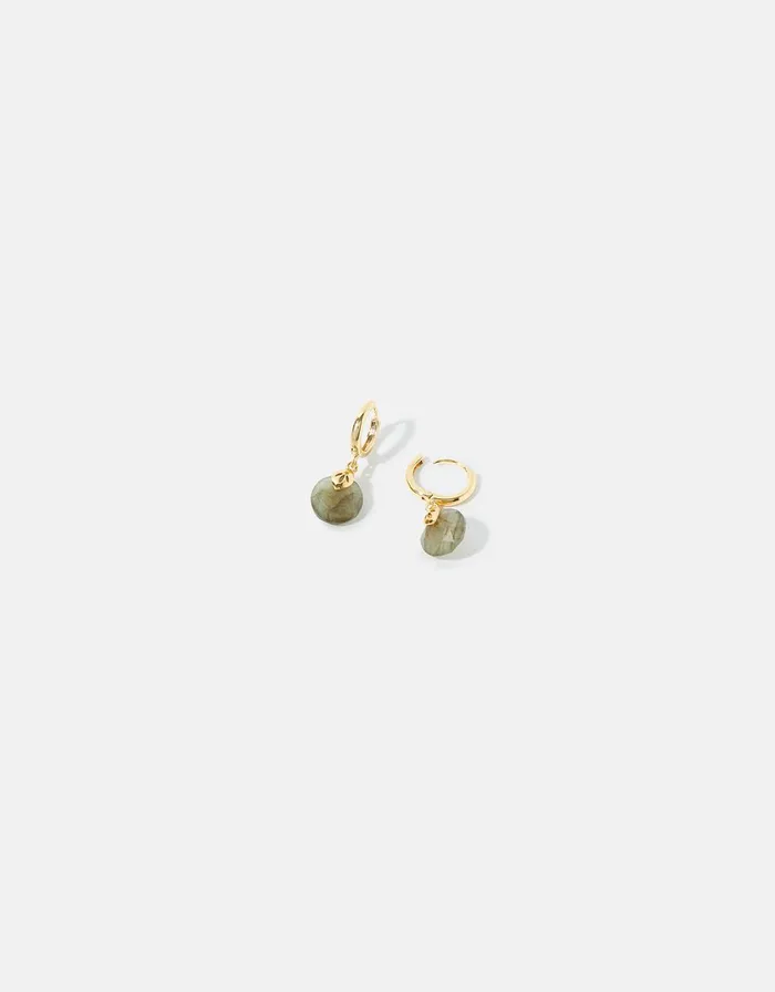 Accessorize GoldPlated Circle Labradorite Healing Stone Earrings Women Earrings