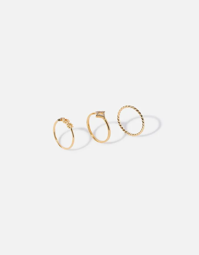 Accessorize GoldPlated Diamond Ring Stacking Set Gold Gold Women Rings