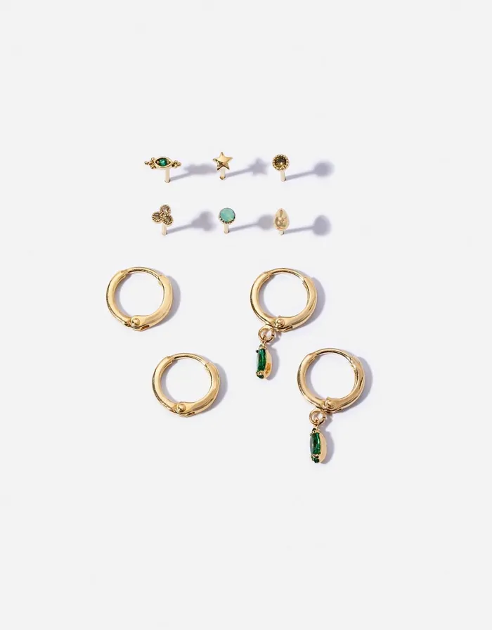 Accessorize GoldPlated Gem Hoop And Stud Set Women Earrings