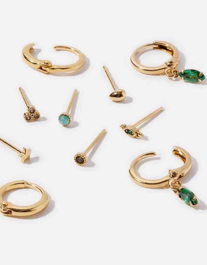 Accessorize GoldPlated Gem Hoop And Stud Set Women Earrings