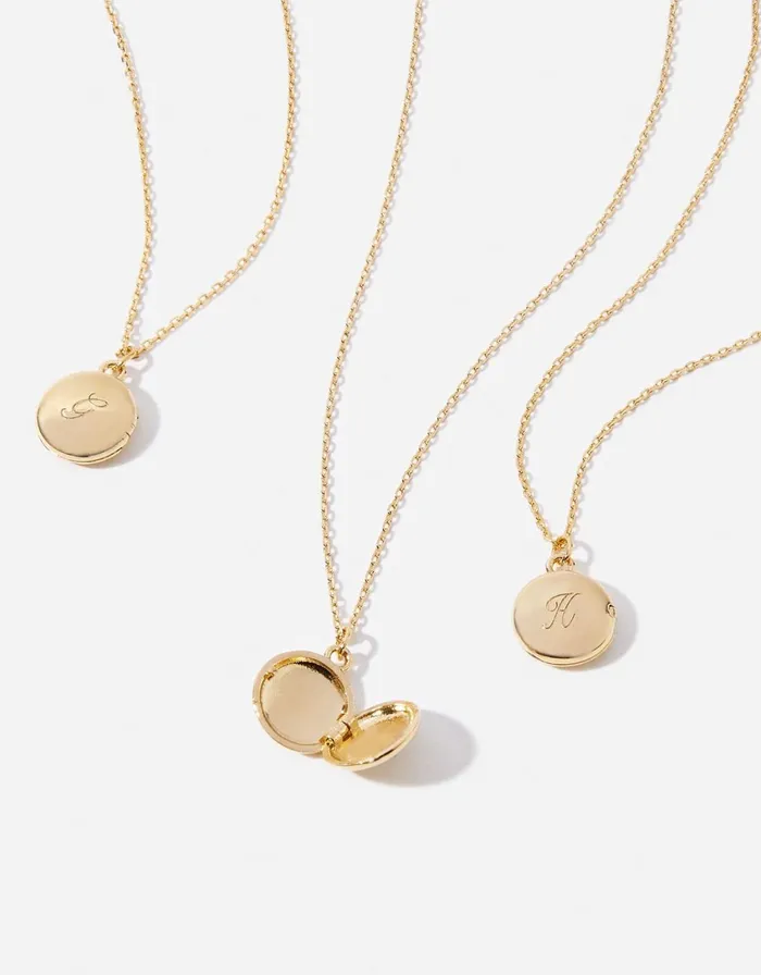 Accessorize GoldPlated Initial Locket Necklace Gold Gold Women Necklaces