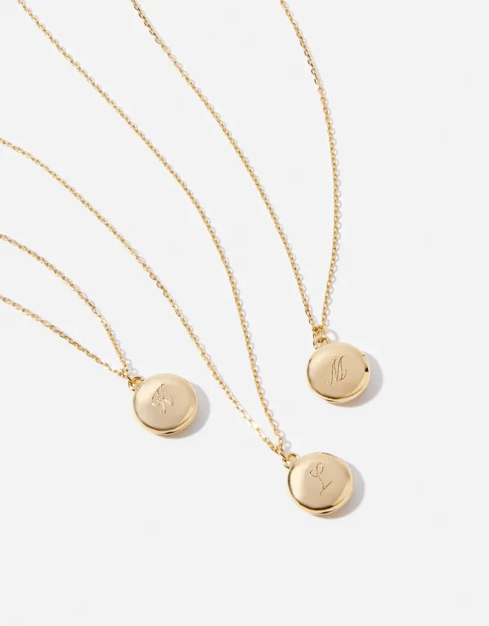 Accessorize GoldPlated Initial Locket Necklace Gold Gold Women Necklaces