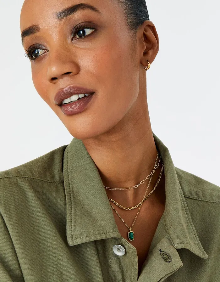 Accessorize GoldPlated Irregular Healing Stone Malachite Necklace Women Necklaces