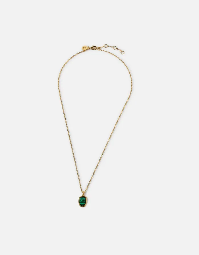 Accessorize GoldPlated Irregular Healing Stone Malachite Necklace Women Necklaces