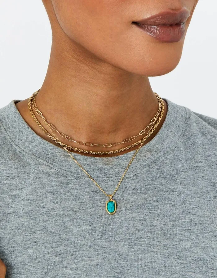 Accessorize GoldPlated Irregular Healing Stone Turquoise Necklace Women Necklaces