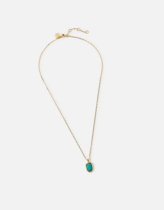 Accessorize GoldPlated Irregular Healing Stone Turquoise Necklace Women Necklaces