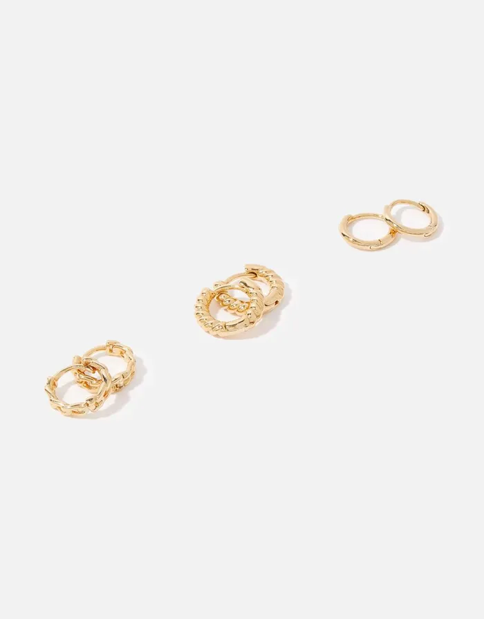 Accessorize GoldPlated Mixed Size Hoop Pack Women Earrings