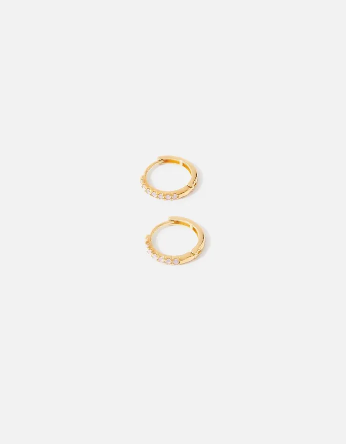 Accessorize GoldPlated Rose Quartz Stone Huggie Hoops Women Earrings