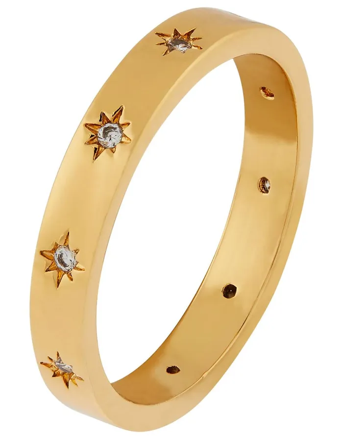Accessorize GoldPlated Sparkle Star Band Ring Gold Gold Women Rings
