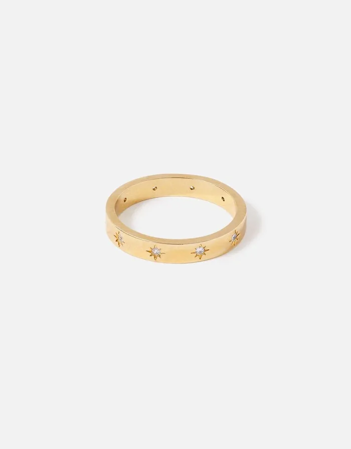 Accessorize GoldPlated Sparkle Star Band Ring Gold Gold Women Rings