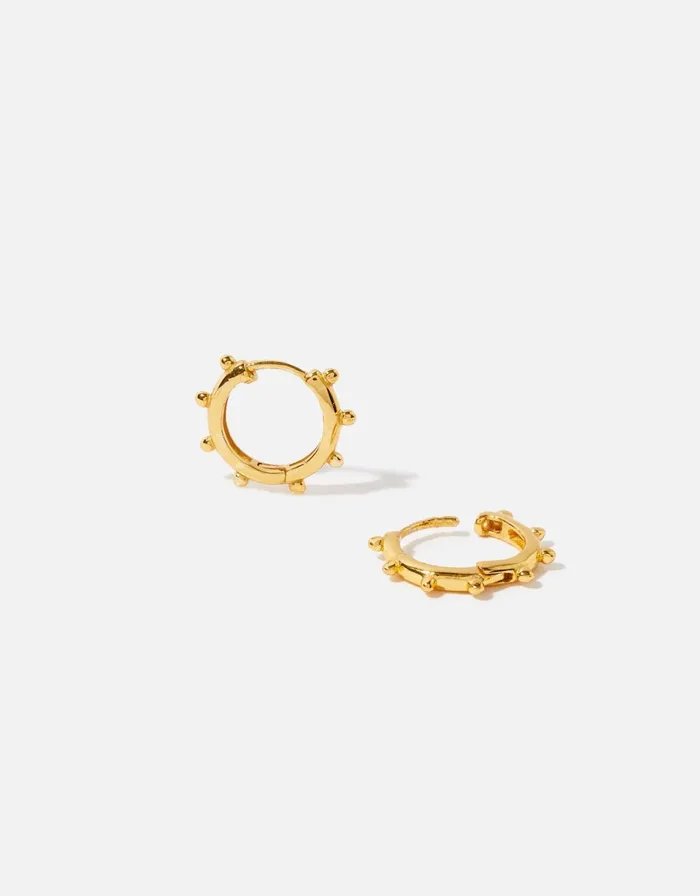 Accessorize Gold Vermeil Bobble Huggies Women Earrings