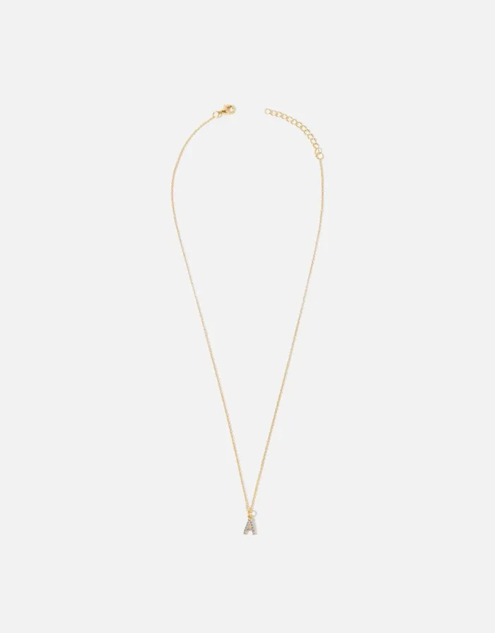 Accessorize Gold Vermeil White Topaz Initial Necklace Gold Gold Women Necklaces
