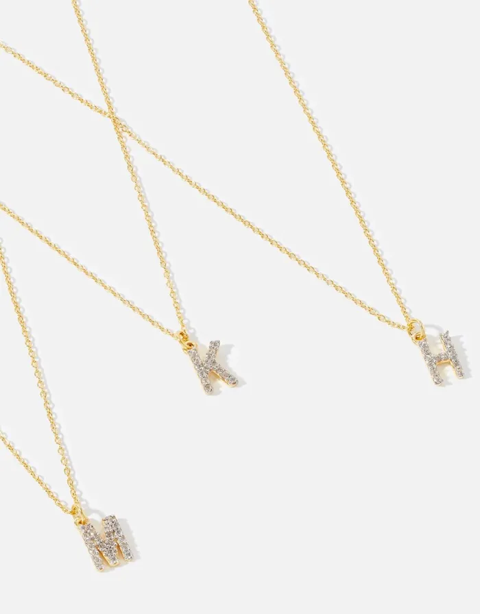 Accessorize Gold Vermeil White Topaz Initial Necklace Gold Gold Women Necklaces