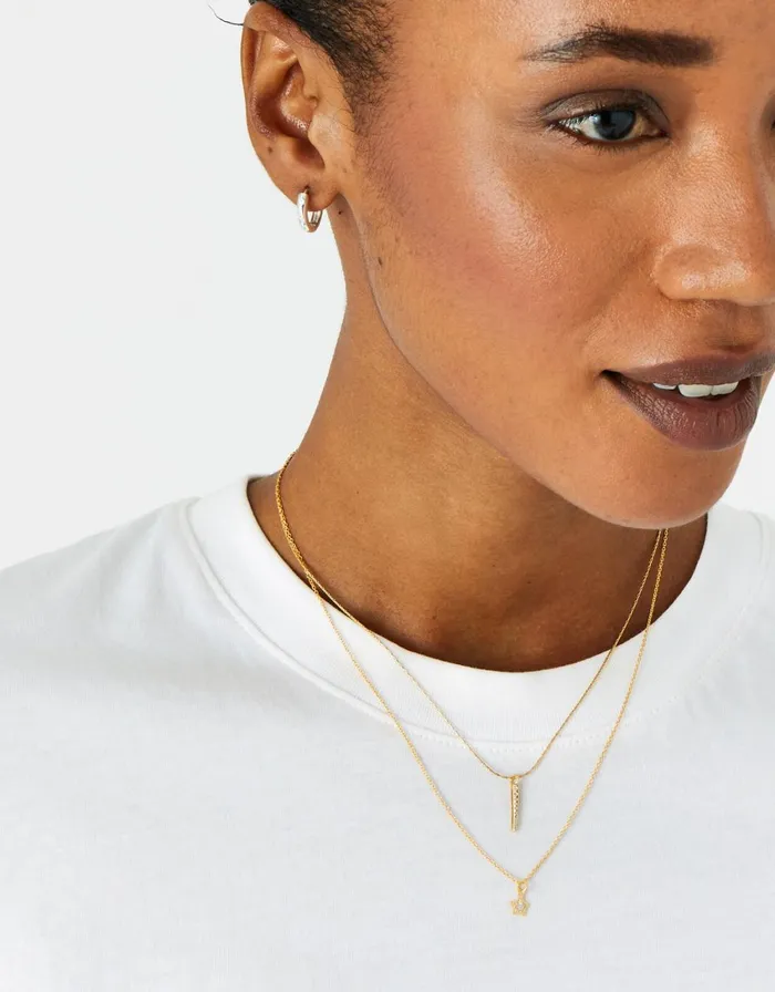 Accessorize Gold Vermeil White Topaz Star Pendant Necklace Women Necklaces