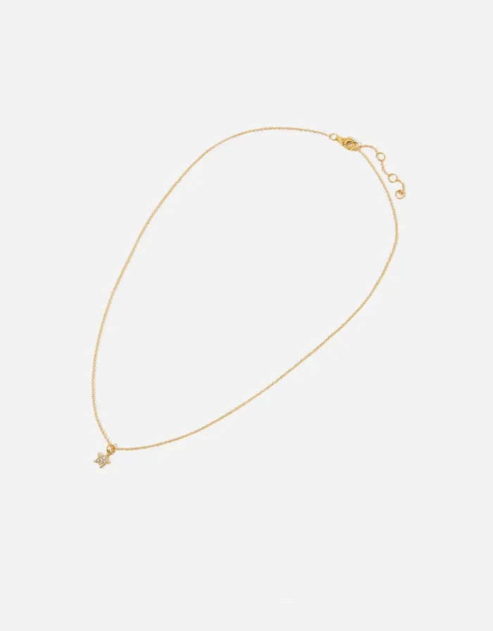 Accessorize Gold Vermeil White Topaz Star Pendant Necklace Women Necklaces