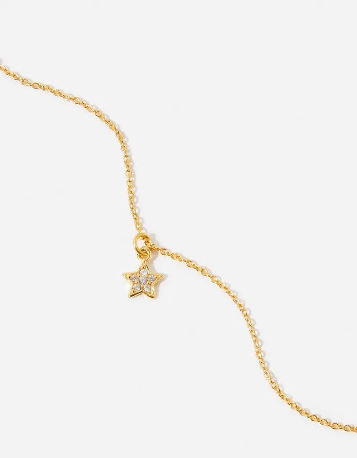 Accessorize Gold Vermeil White Topaz Star Pendant Necklace Women Necklaces