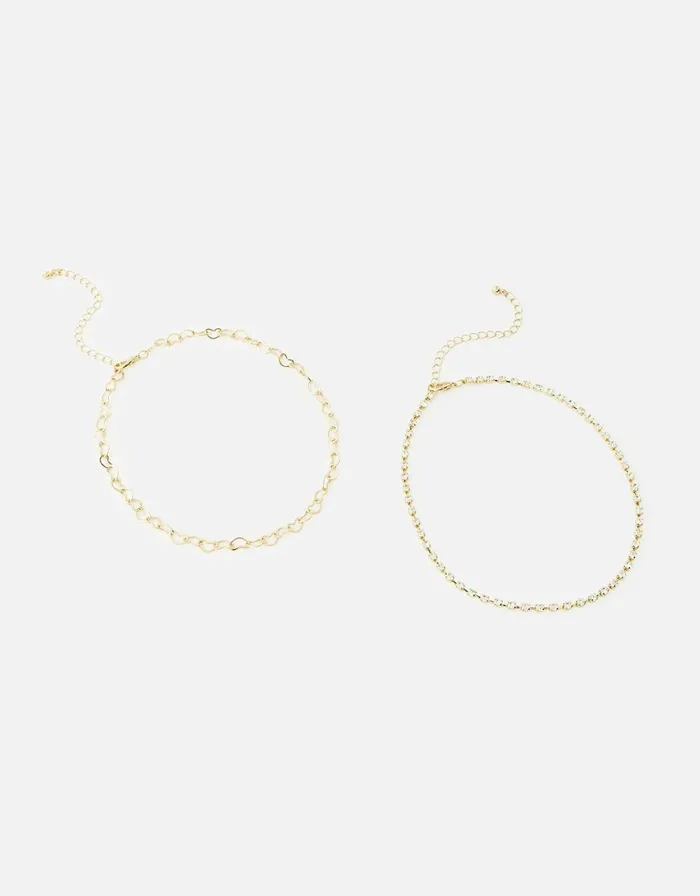 Accessorize Heart Link Choker Twinset Women Necklaces