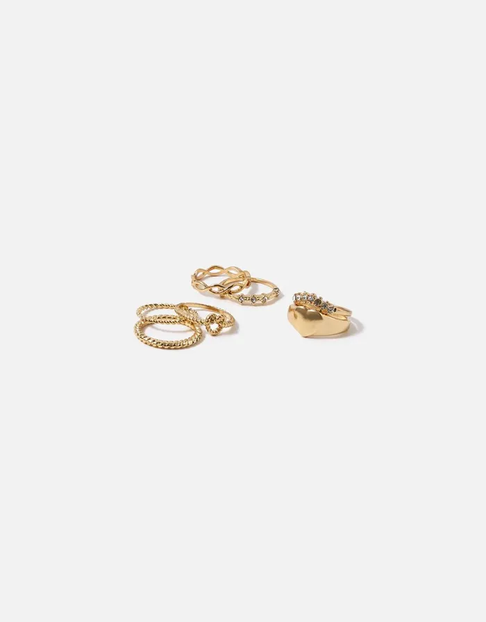 Accessorize Hearts Stacking Ring Set White Crystal Women Rings
